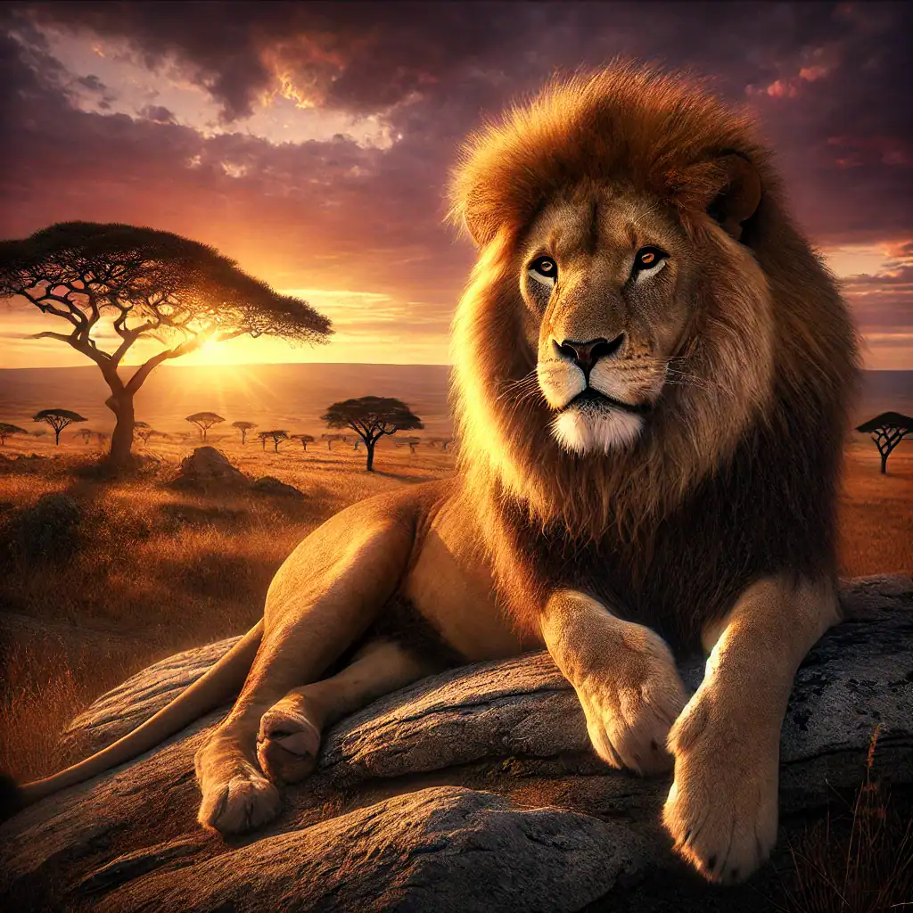 Majestic Lion in African Savannah